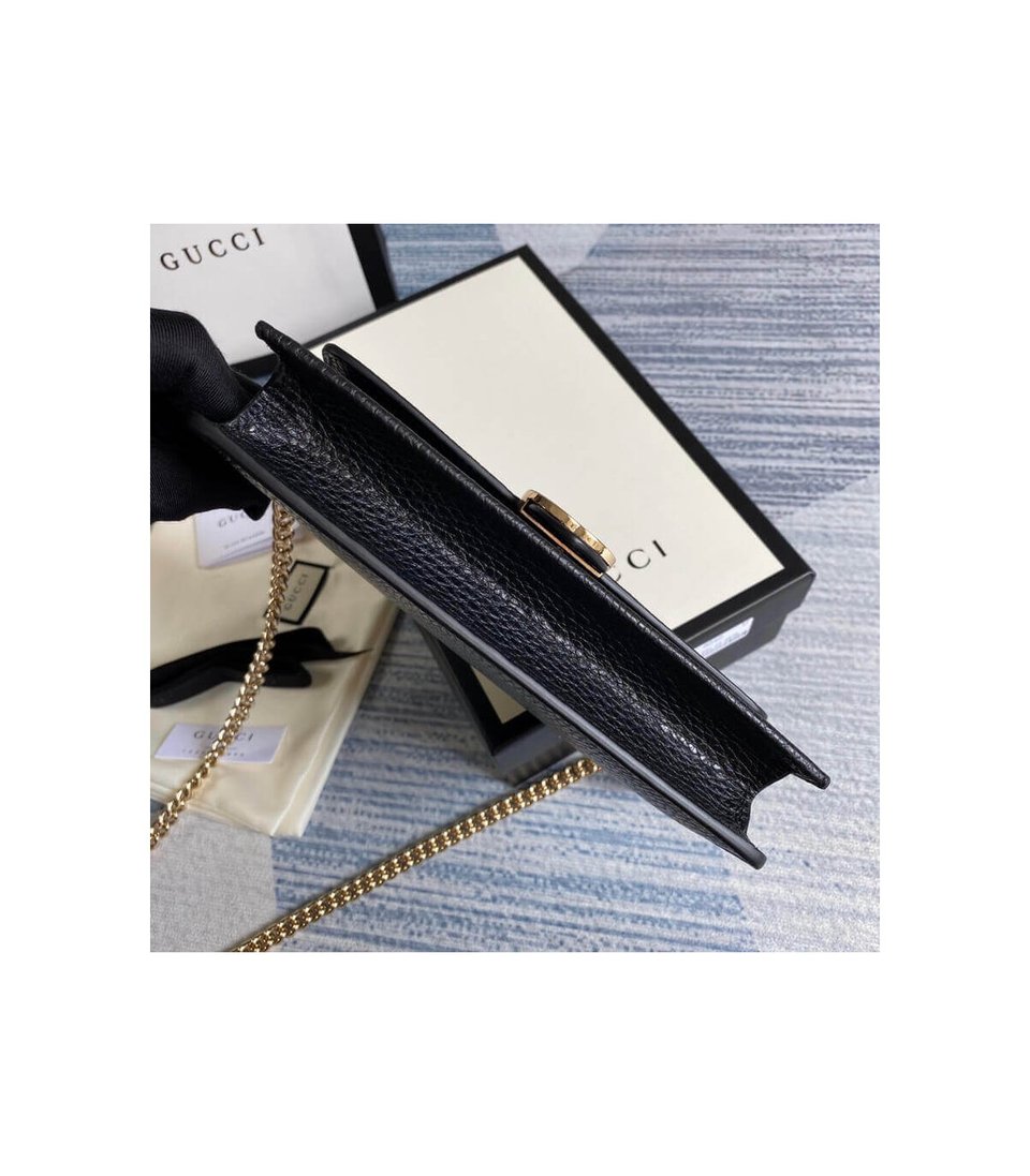 Gucci GG Interlocking Wallet On Chain Black view 9