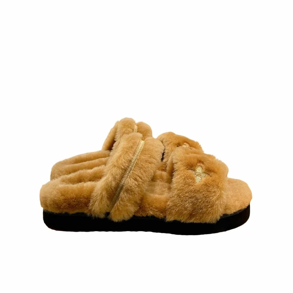 Louis Vuitton Lv Sunset Flat Comfort Mule Shearling Brown view 2