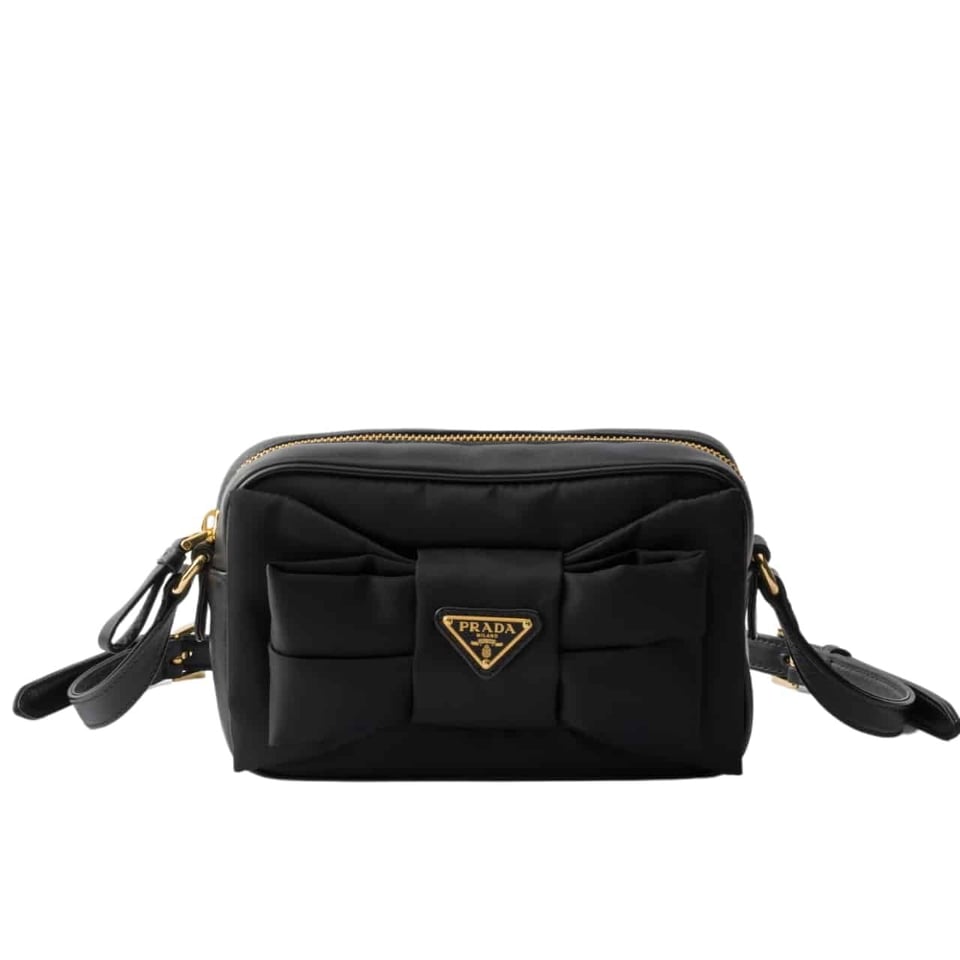 Prada Re Nylon And Nappa Mini Shoulder Bag With Bow Black 18Cm view 2