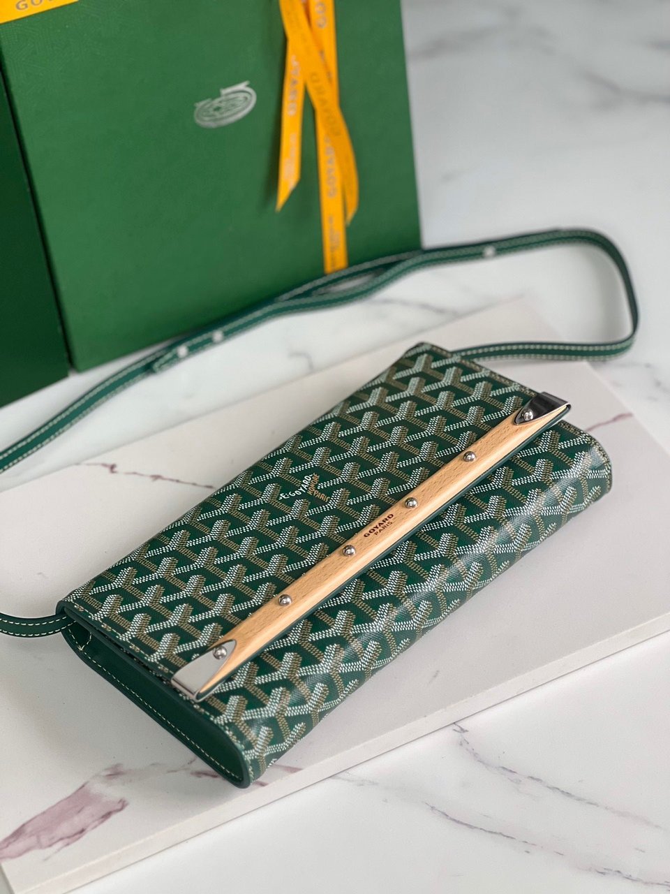 Goyard Monte-Carlo Pm Clutch 25cm Green Goyardine Canvas view 5