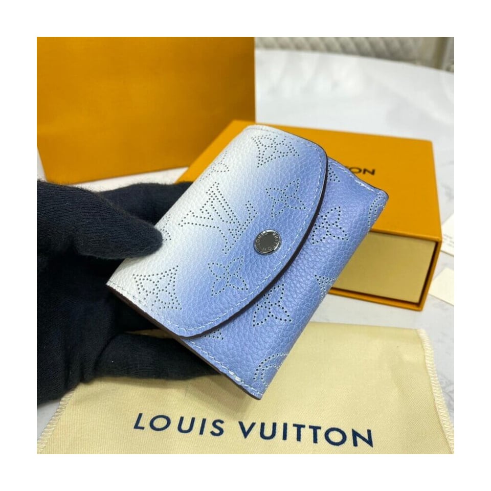 Louis Vuitton Iris XS Wallet in Blue Gradient Mahina Perforated Leather view 4