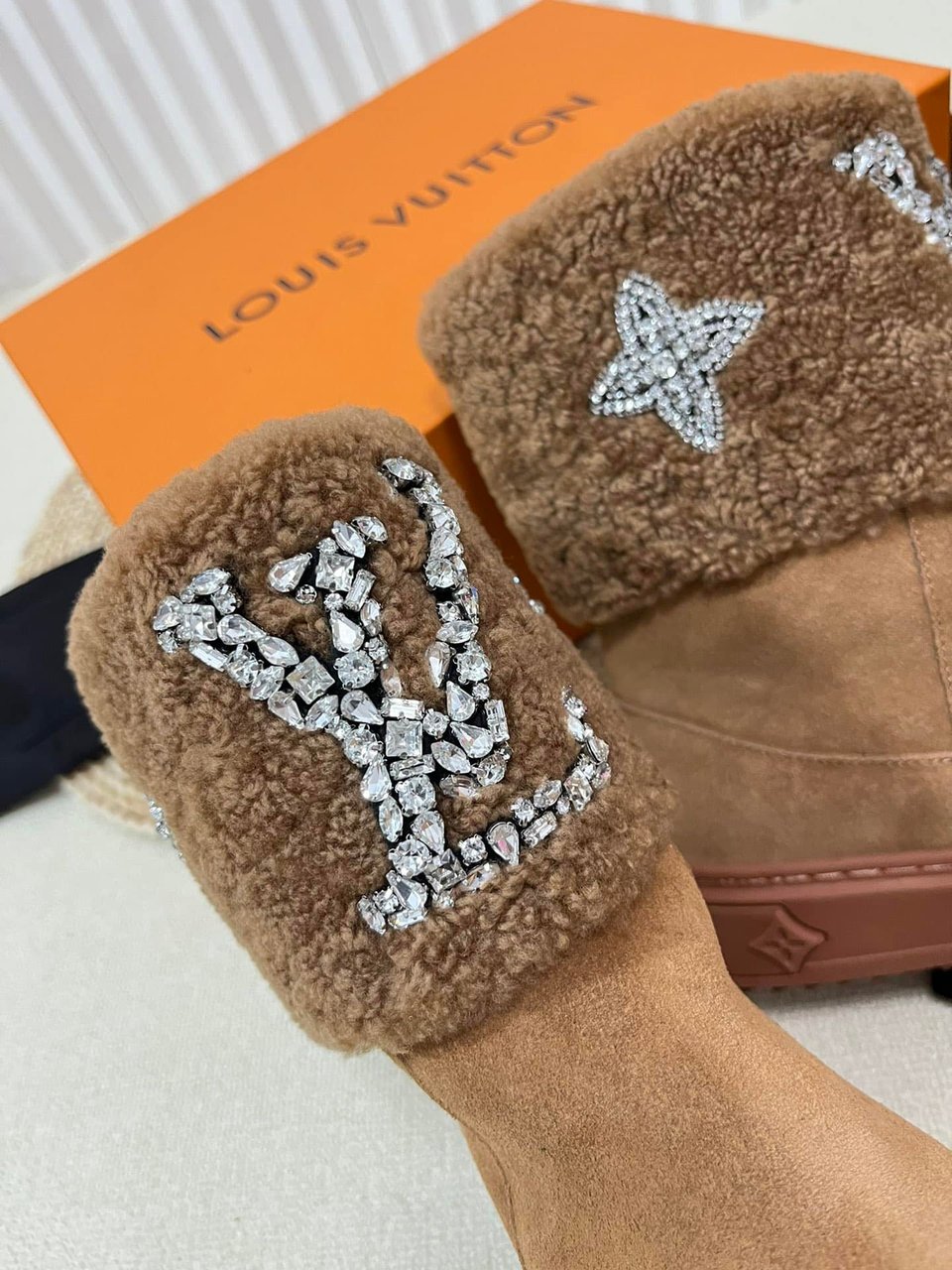 Louis Vuitton Ankle Boot Studded With Diamonds Brown view 8