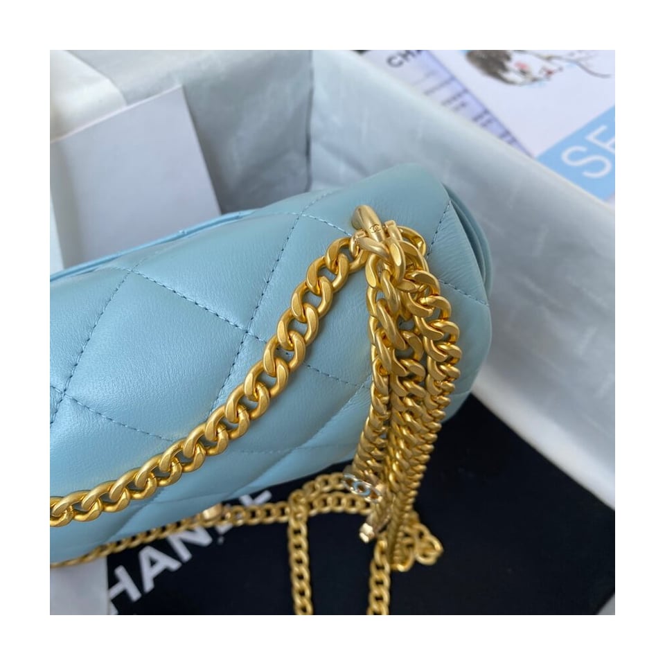Chanel Small Flap Bag in Lambskin with Enamel CC view 5