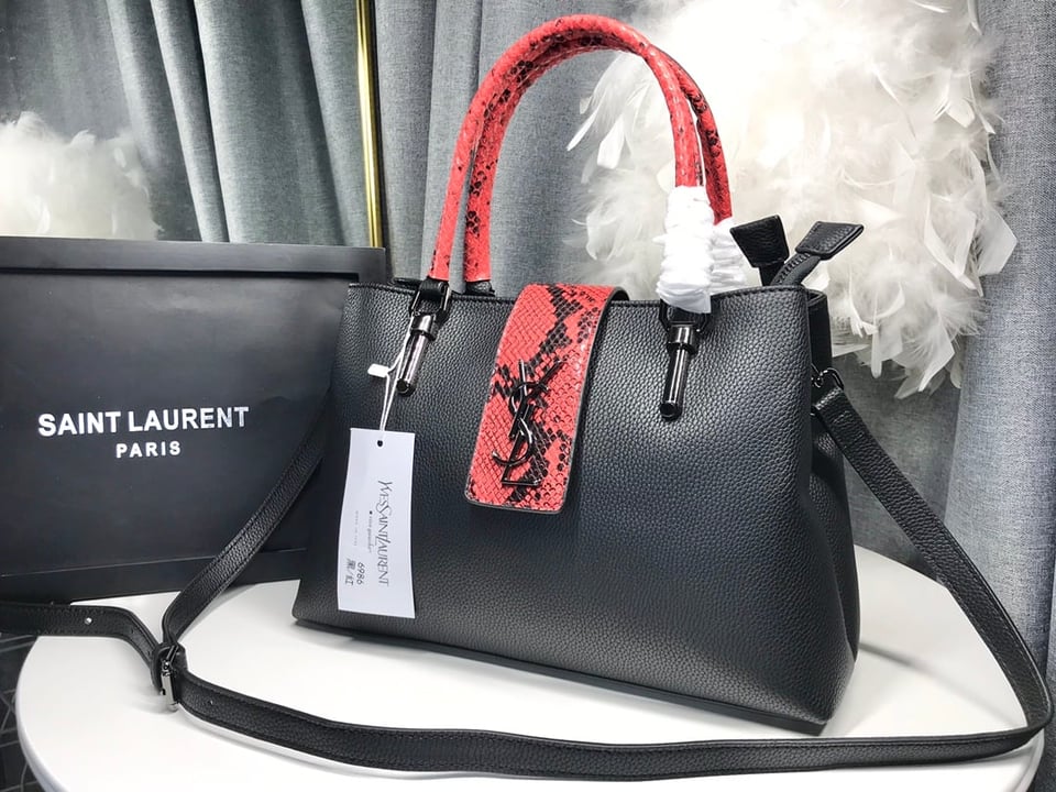 Saint Laurent Large Tote Bag Two Componentes Grandes Black view 9