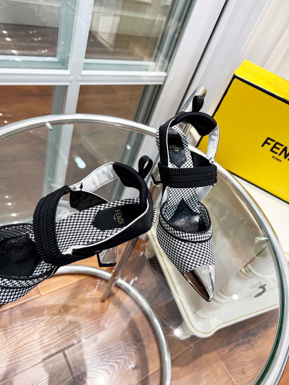 Fendi Colibri 85Mm Beaded Slingback Pumps Sliver Black view 8
