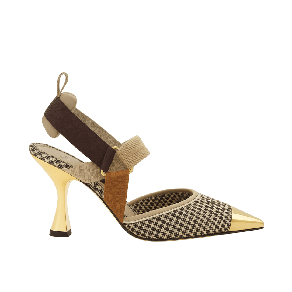 Fendi Colibri 85Mm Beaded Slingback Pumps Gold Black view 2