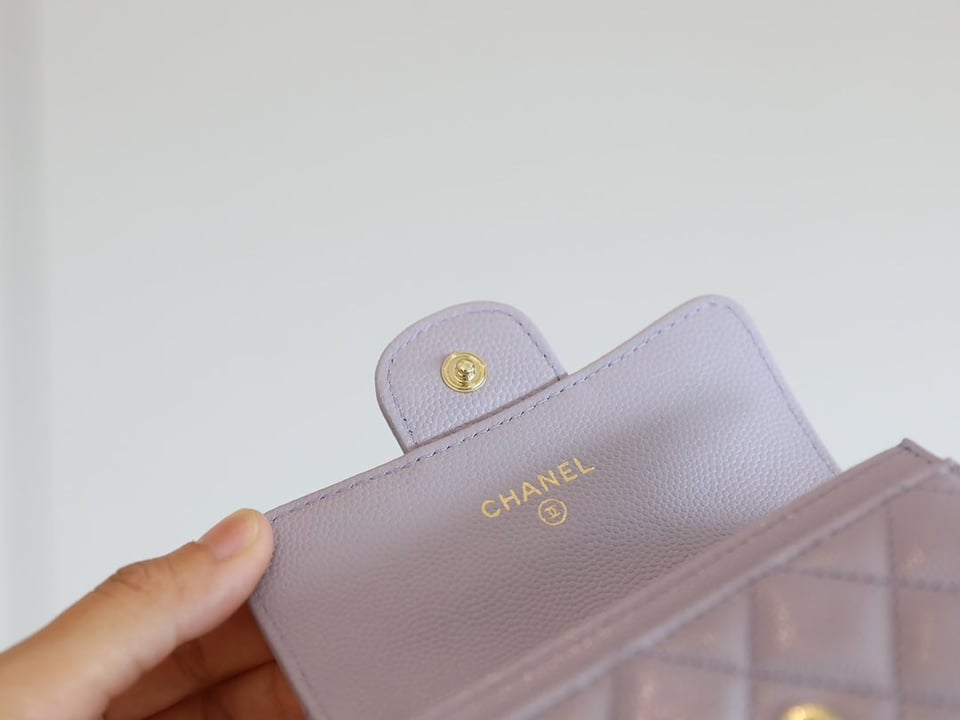 Chanel Flap Card Holder 11.3 Light Purple Grained Calfskin Gold Icon view 9