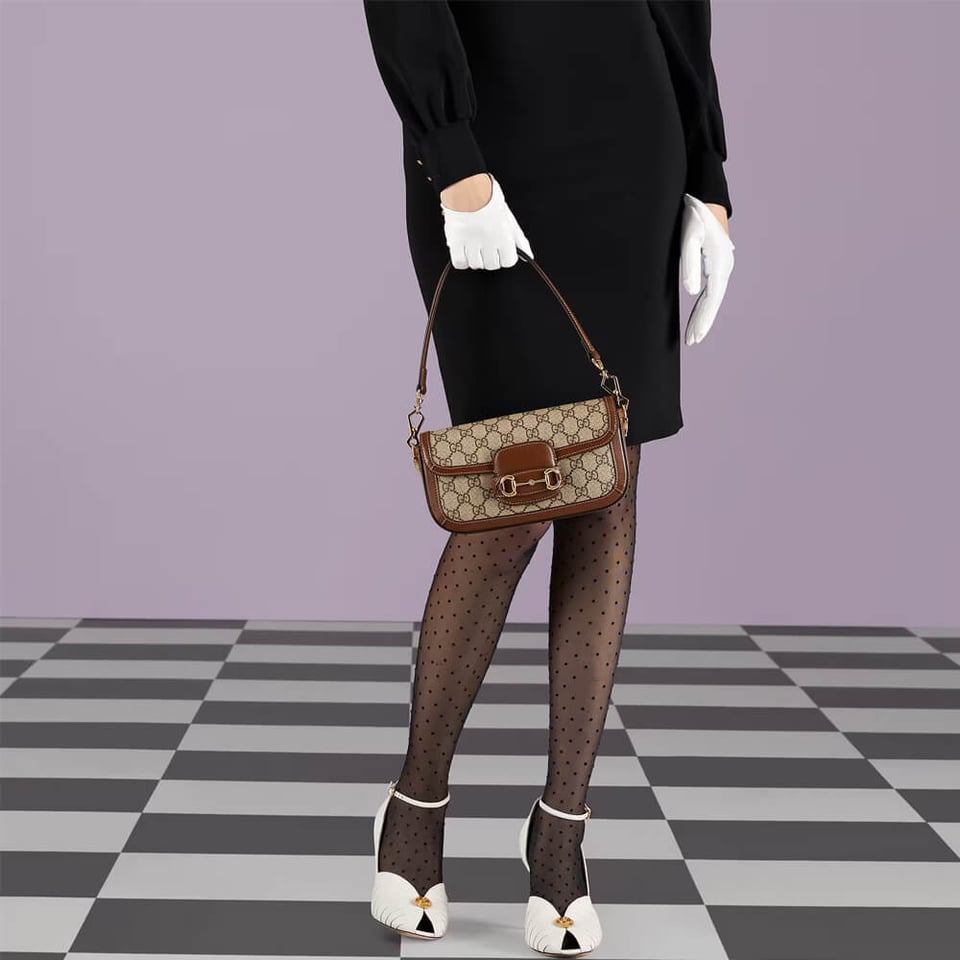 Gucci Horsebit 1955 GG Supreme Canvas Should Bag Brown view 4
