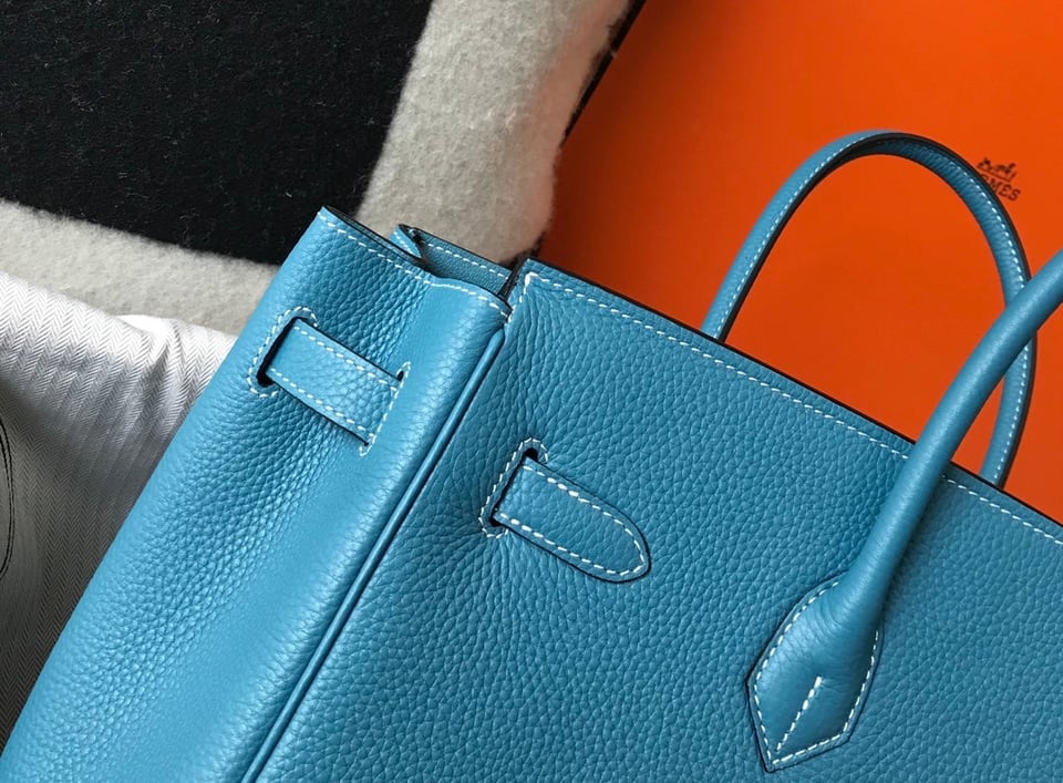 Hermes Birkin 35Cm Blue Togo Leather Gold Hardware view 6