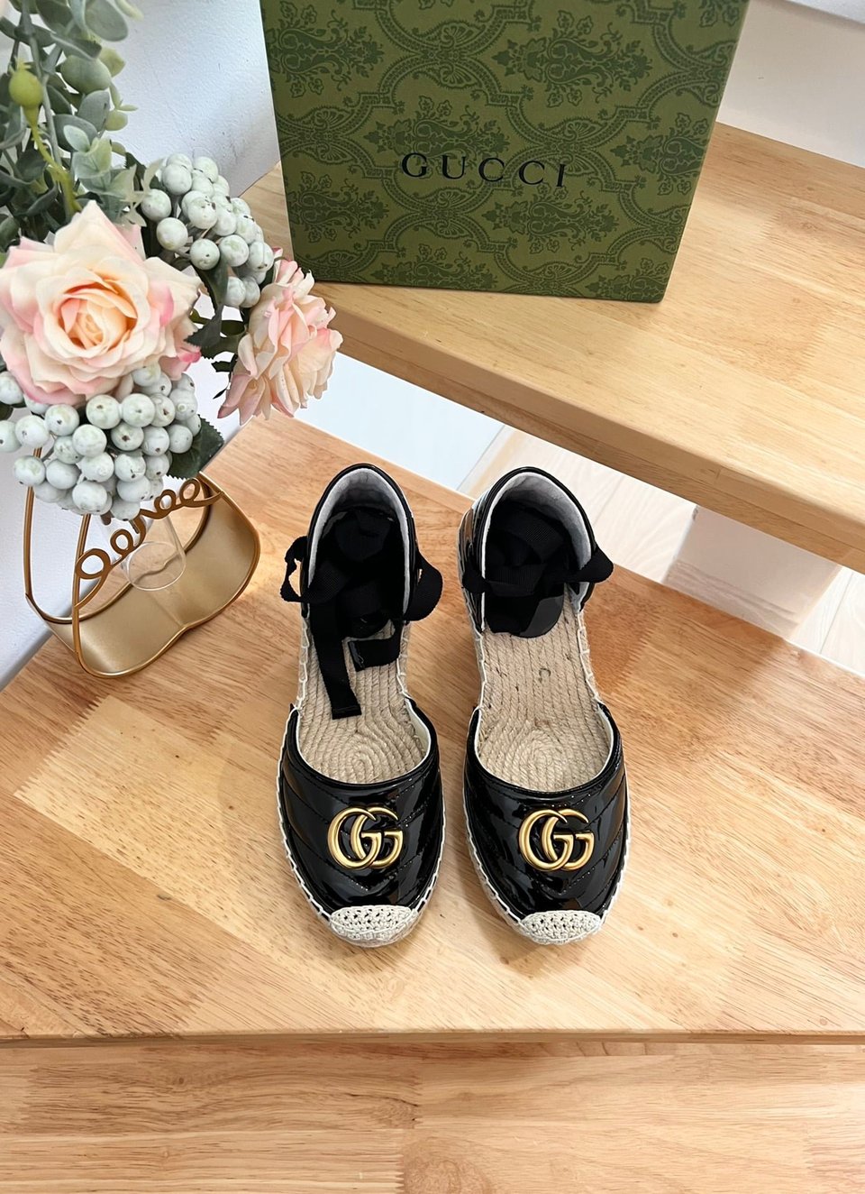Gucci Leather Platform Espadrille Black 573023 Btmo0 1000 view 3
