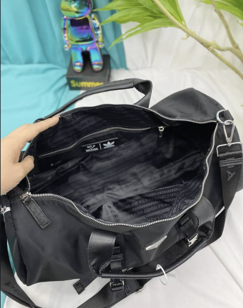Prada Nylon And Saffiano Leather Duffle Bag view 8