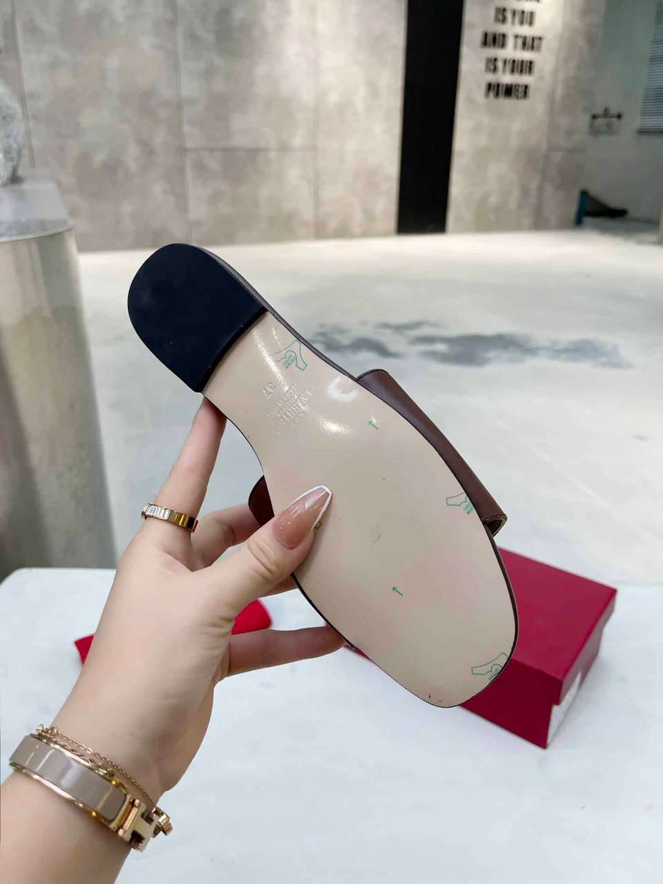 Valentino Garavani Vlogo Signature Slide Sandal Brown view 3