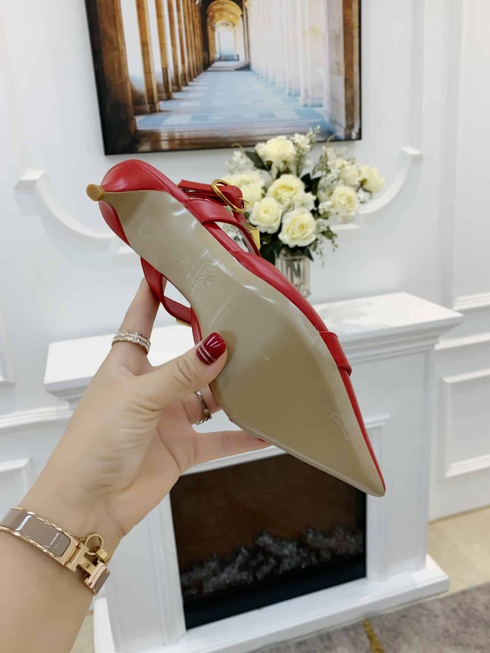 Valentino Garavani Roman Stud Kitten Heel Pumps Red view 10