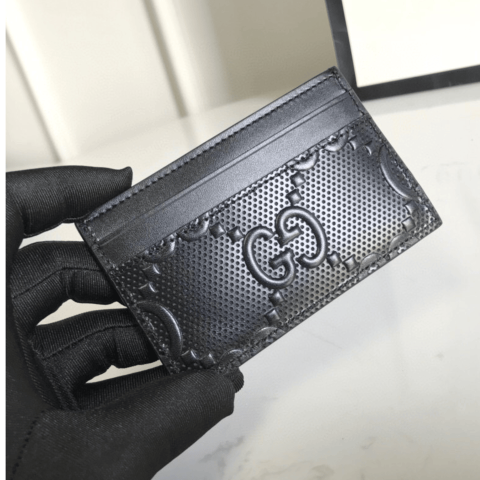 Gucci GG Embossed Card Case Black 4in/10cm For Men view 3