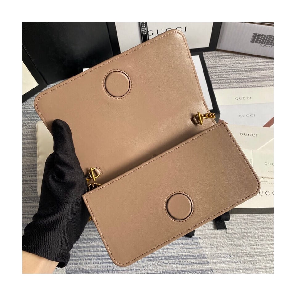 Gucci GG Marmont Mini Bag In Nude Pink Leather view 10