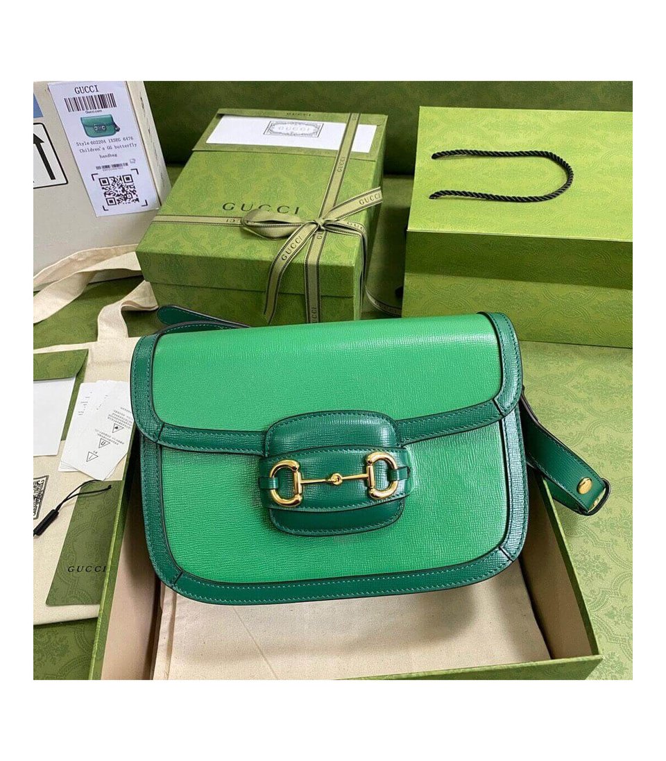 Gucci Horsebit 1955 Small Shoulder Bag Green Leather view 5