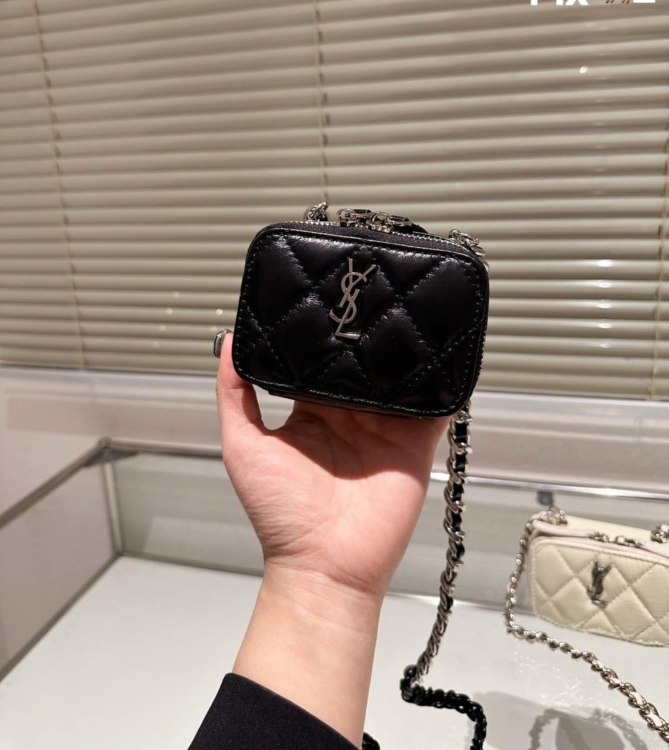 Saint Laurent Quilted Mini Bag With Zip Black 12Cm view 6