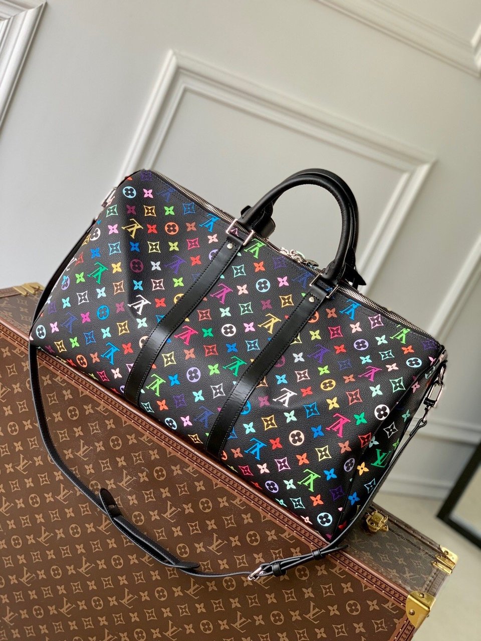 Louis Vuitton LV x TM Keepall Bandoulière 50 Multicolore Black 50cm M13745 view 3