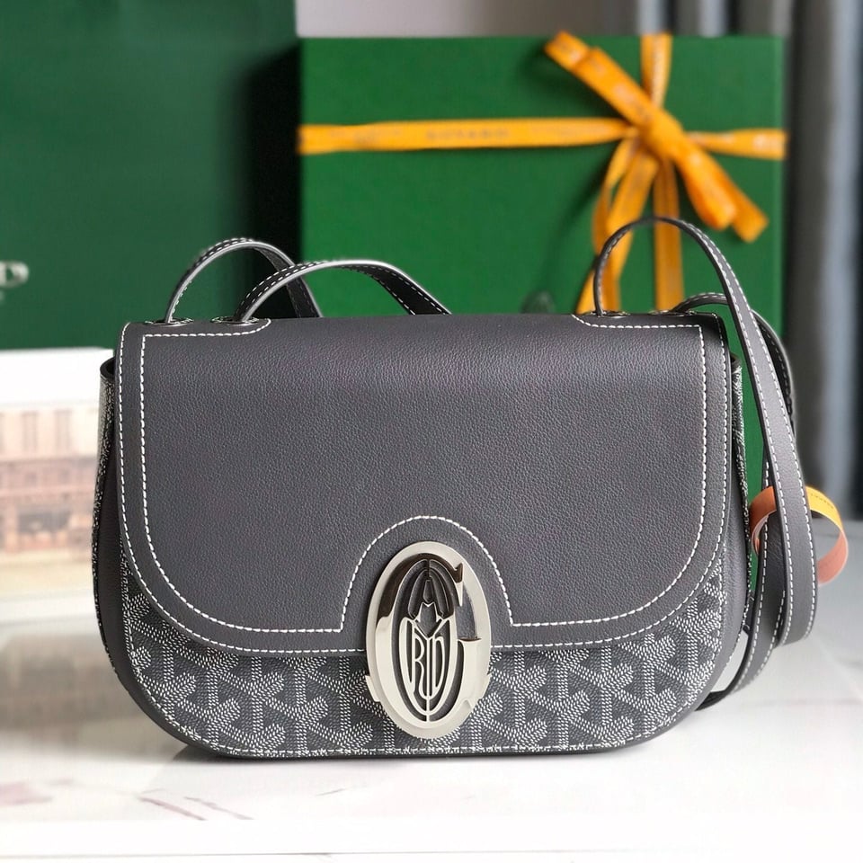 Goyard 233 Bag 25 Cm Gray Calfskin And Goyardine Canvas 25cm view 3