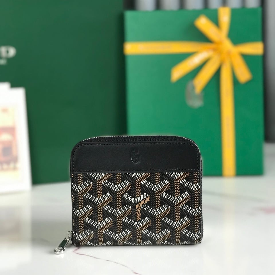 Goyard Matignon Mini Wallet 11 Cm Black Goyardine Canvas And Calfskin view 2