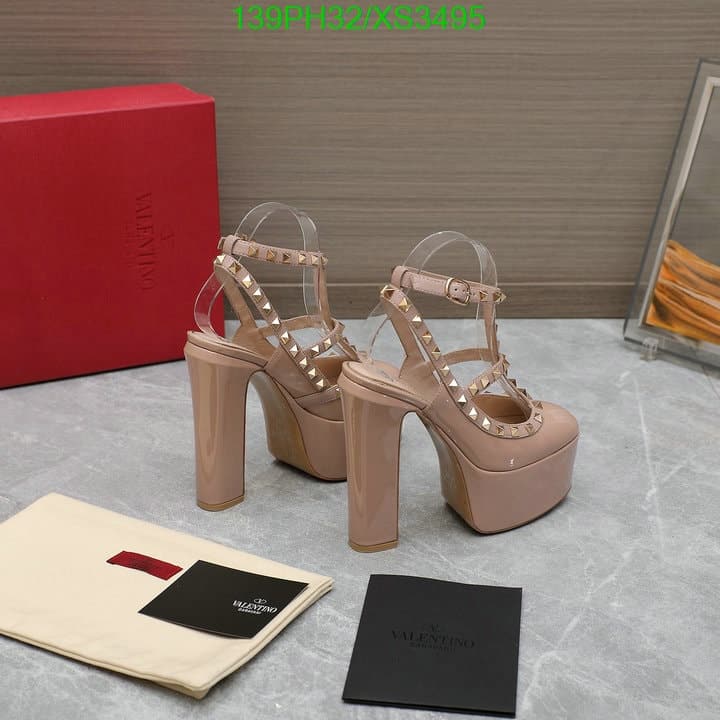 Valentino Rockstud Platform Pump In Patent Leather Beige view 5
