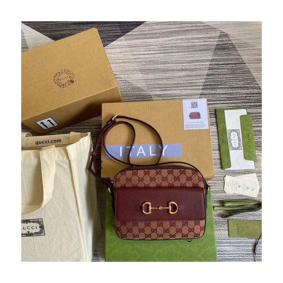 Gucci Horsebit 1955 Small Bag in Burgundy view 5