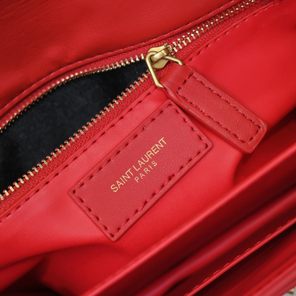 Saint Laurent Le Maillon Satchel In Smooth Leather Red view 4