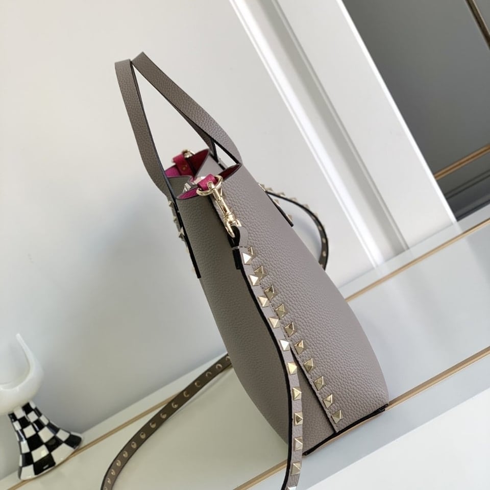 Valentino Garavani Rockstud Small Tote Bag Grey 28Cm view 4