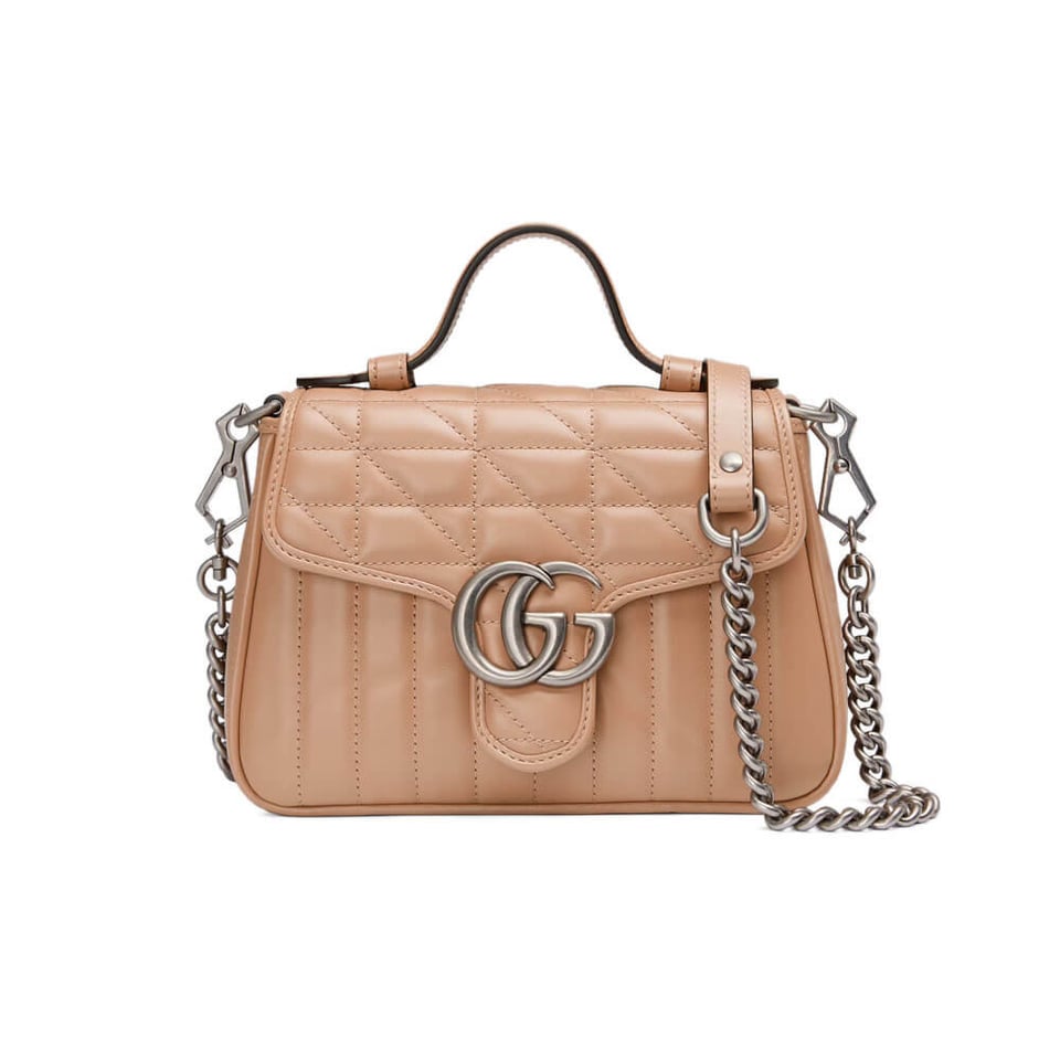 Gucci GG Marmont Rose Beige Matelasse Leather Mini Top Handle Bag view 2