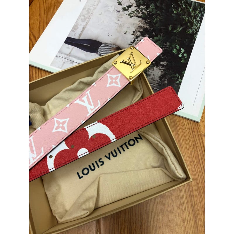 Louis Vuitton Iconic 30mm Reversible Belt M0149 Pink/Red view 7