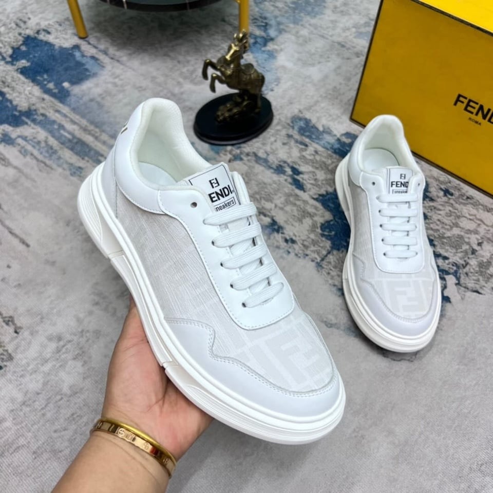 Fendi Ff Motif Low Top Sneakers White view 7
