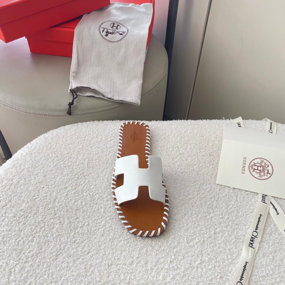 Herm?S Oran Sandals Stitching In Brown And White view 5