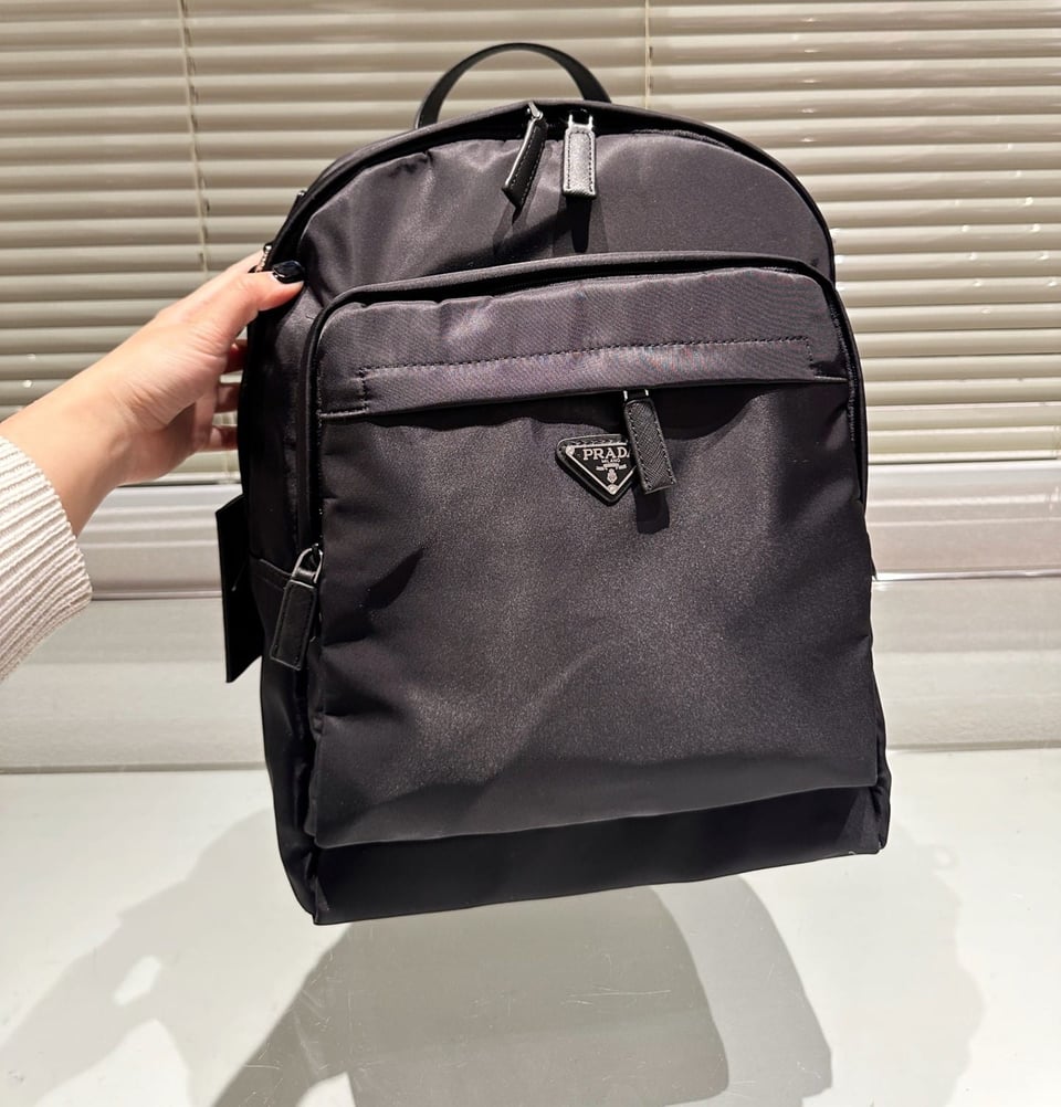Prada Re Nylon And Saffiano Leather Backpack Black 43Cm view 8