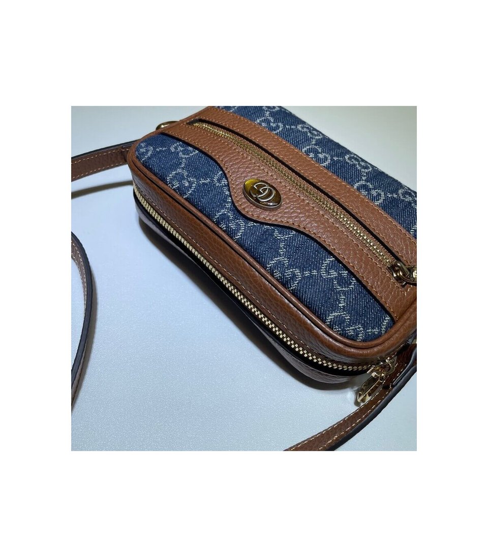 Gucci Mini Ophidia Bag in Eco Washed GG Jacquard Denim 17.5cm view 10