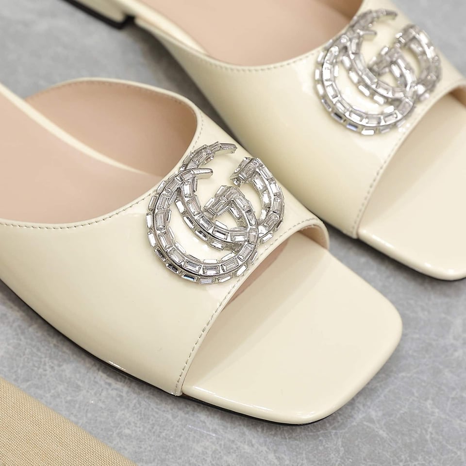 Gucci Gg Crystal Slippers White view 5