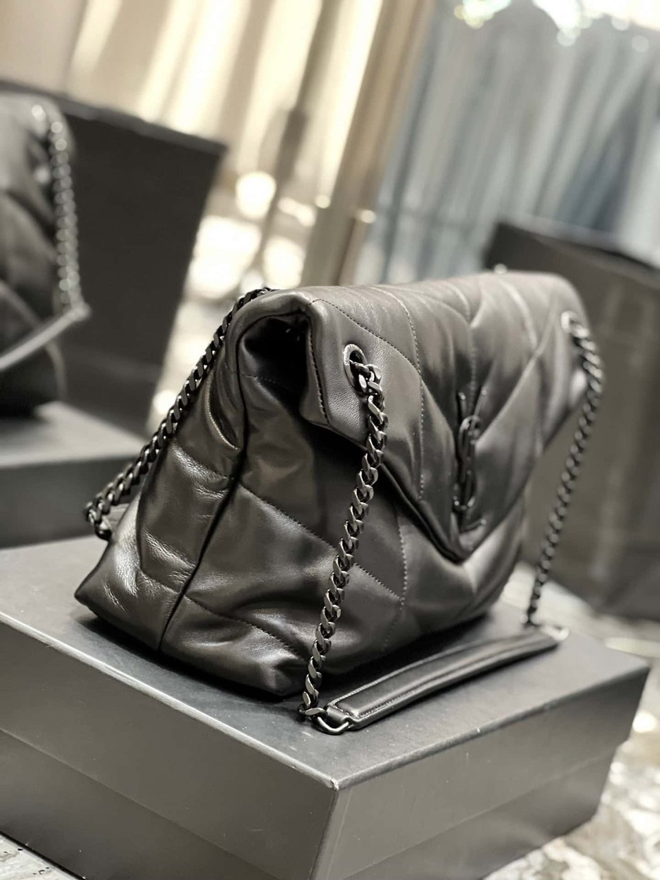 Saint Laurent Puffer Medium Chain Bag In Quilted view 3