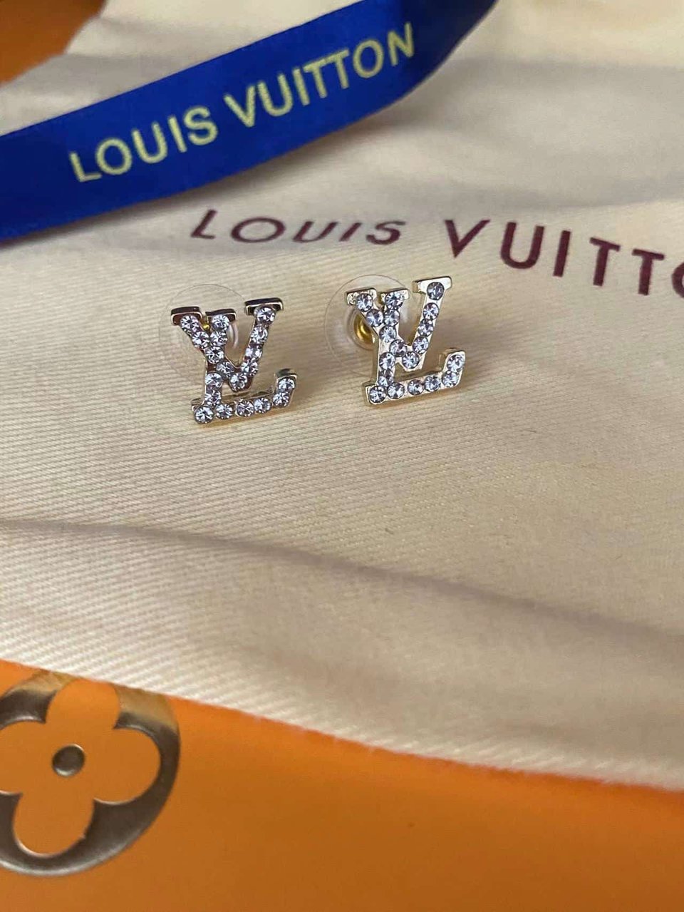 Louis Vuitton Logo Dinamond Earrings view 3