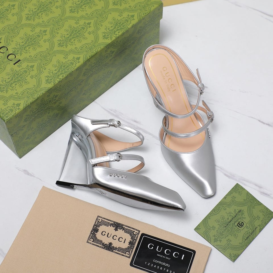 Gucci Women’S Wedge Mule Silver view 9