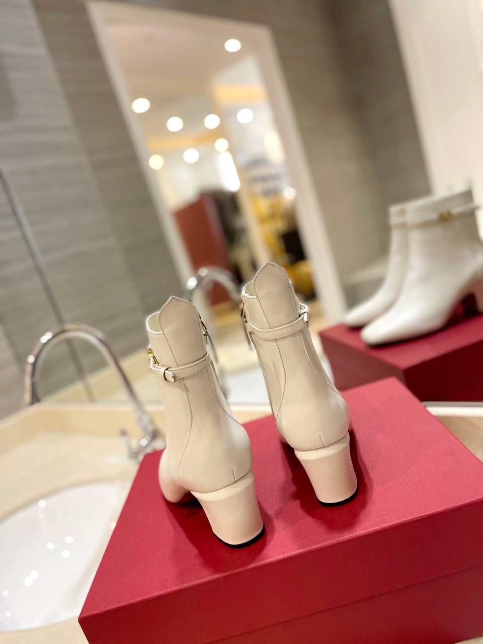Valentino Garavani Tan Go Ankle Boot In Calfskin Leather White view 4