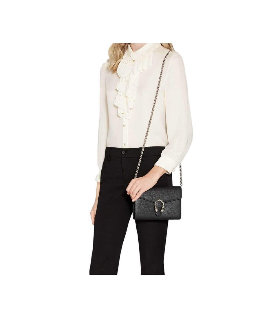 Gucci Dionysus Black Leather Mini Chain Bag view 3