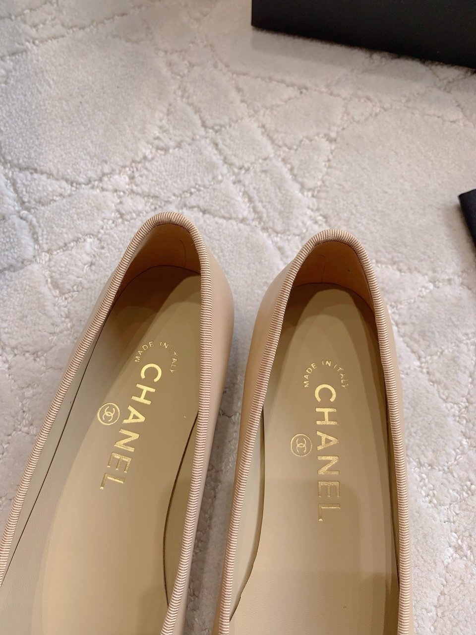 Chanel Cambon Leather Ballet Flats Beige For Women view 10