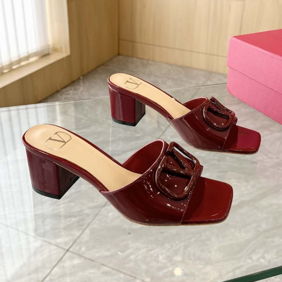 Valentino Vlogo Signature Slide Sandal Burgundy view 6