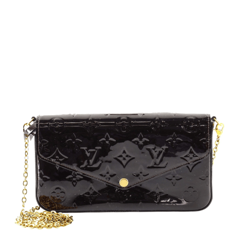 Louis Vuitton Pochette F Lice Amarante Monogram Vernis Black 21Cm