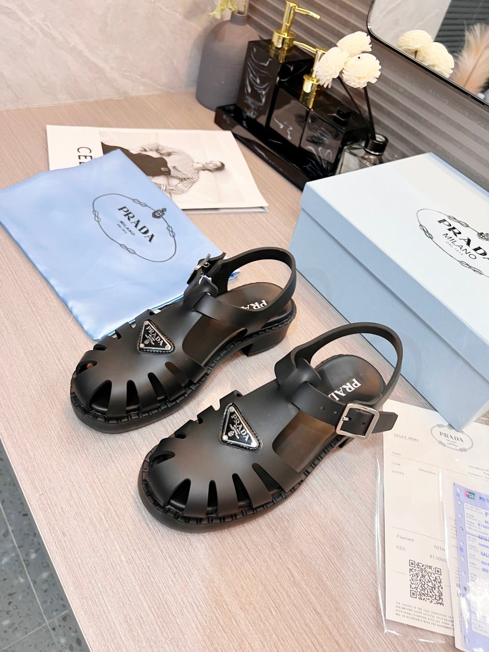 Prada Sporty Foam Rubber Sandals Black 1X857M 3Lkk F0002 F 050 view 7
