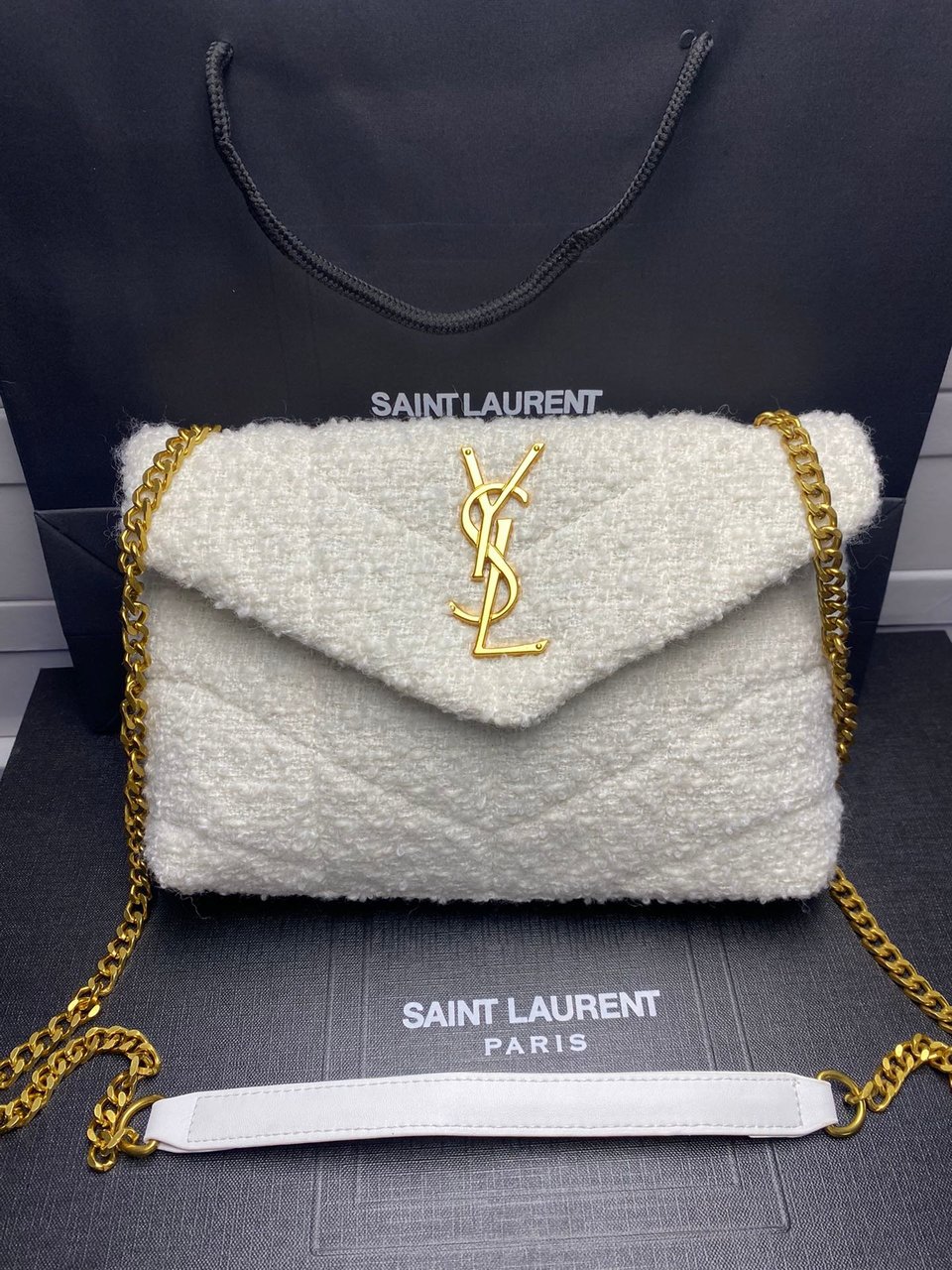 Saint Laurent Small Loulou Boucle Bag White 23Cm view 10