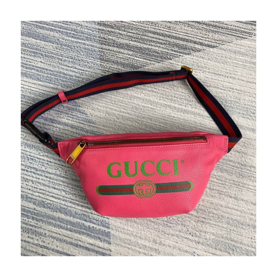 Gucci Print Small Belt Bag Waist Body Rose Red view 5