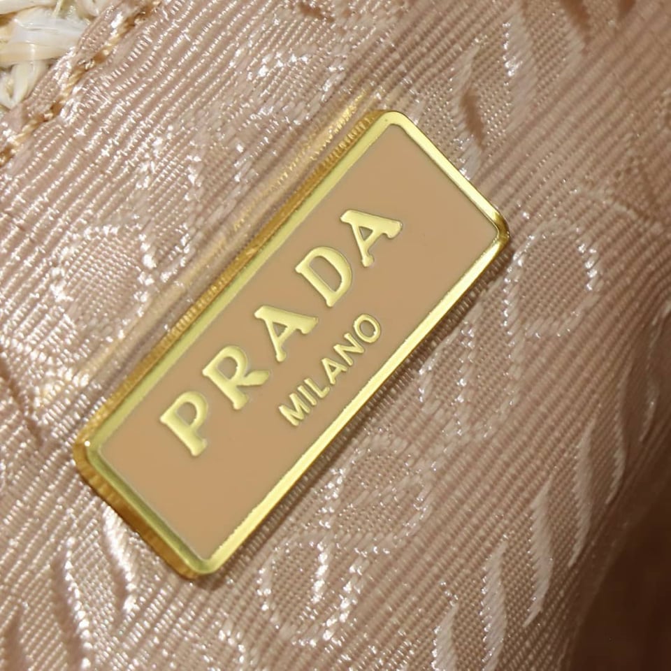 Prada Crochet And Leather Bucket Bag Natural 24Cm view 4