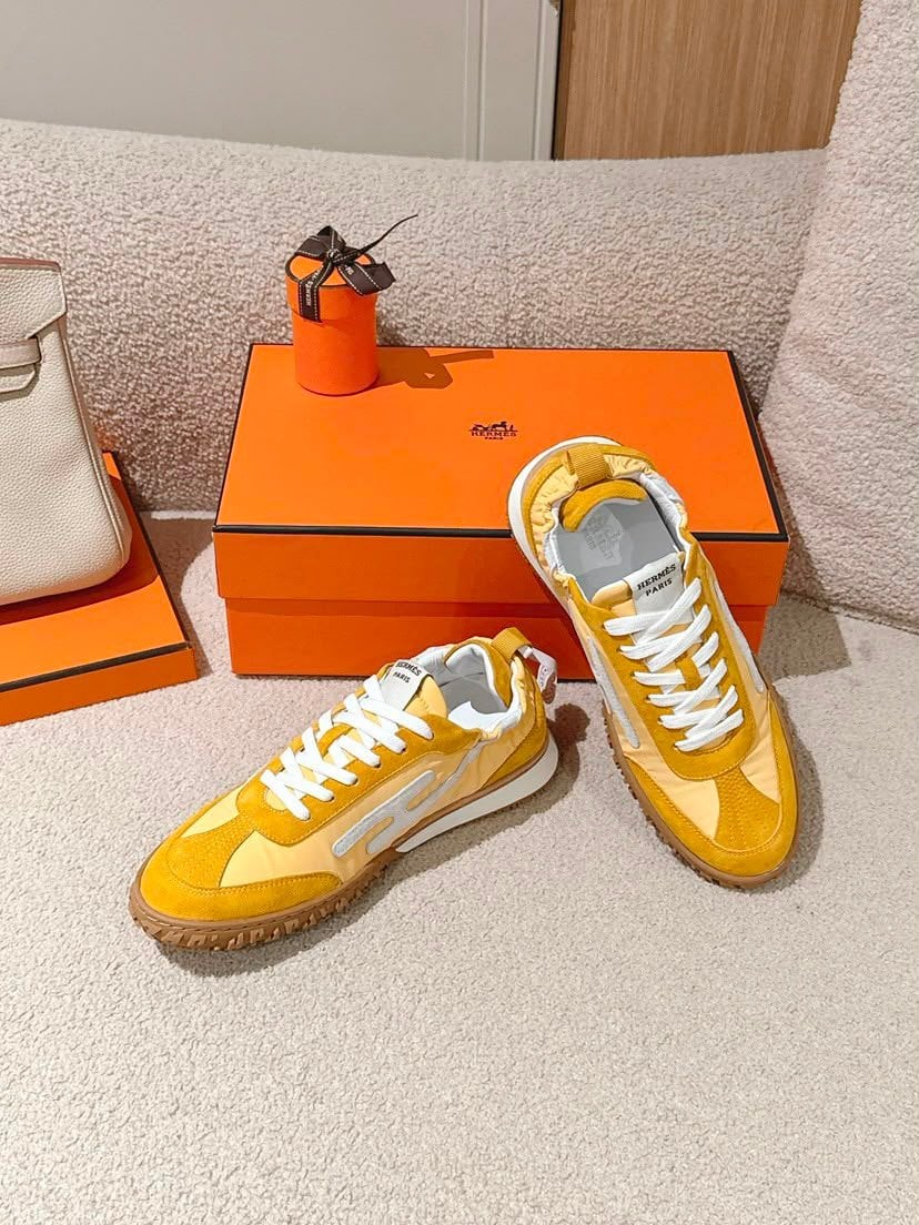 Hermes Sneakers Sesame Yellow / White Color Goatskin H252013Z view 10