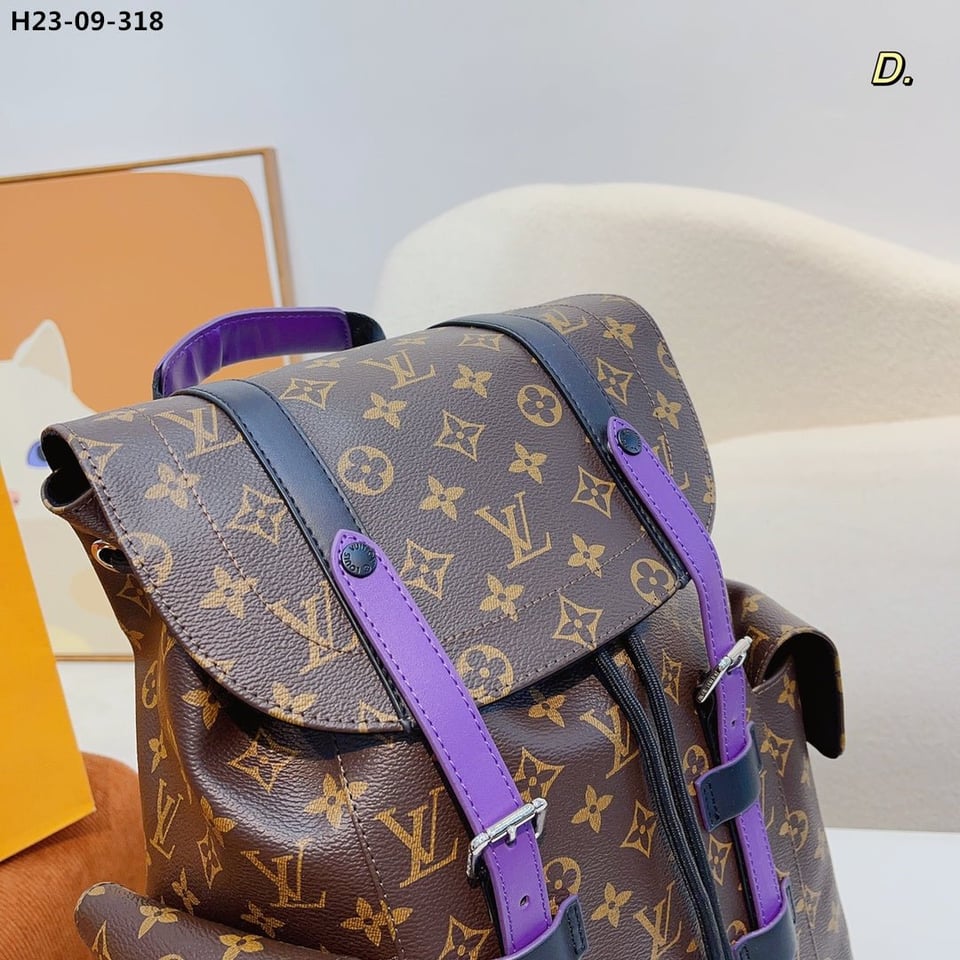 Louis Vuitton Christopher Backpack Monogram Macassar Canvas Brown And Purple 45Cm M46247 view 5