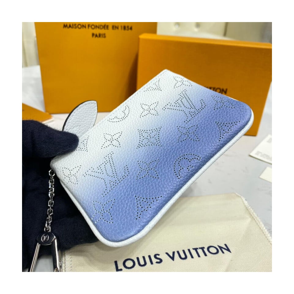 Louis Vuitton Key Pouch in Blue Gradient Mahina Perforated Leather view 4